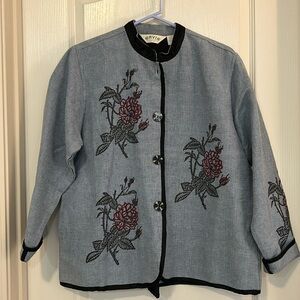 Orvis jacket. Size medium beautiful embroidered roses .